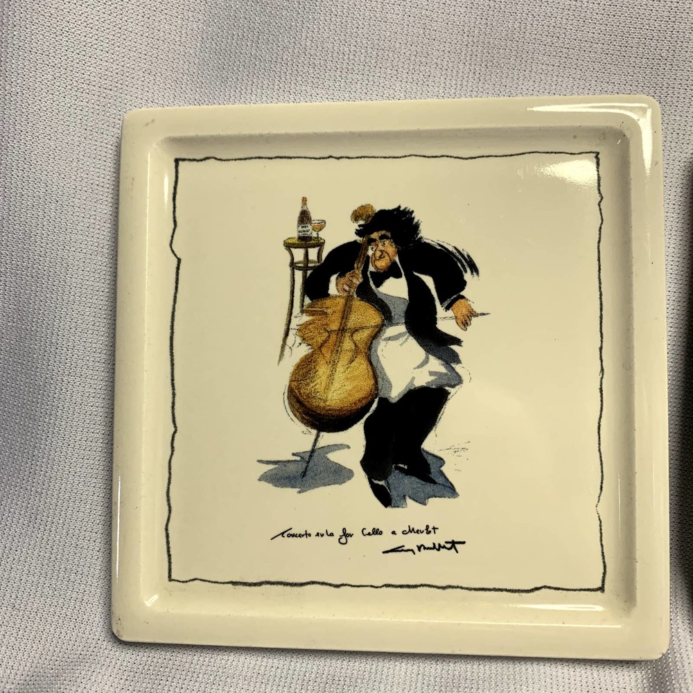 4 Guy Buffet Musical Waiters Coasters,  4 x 4 in., Ceramic/Rubber Back, Signed